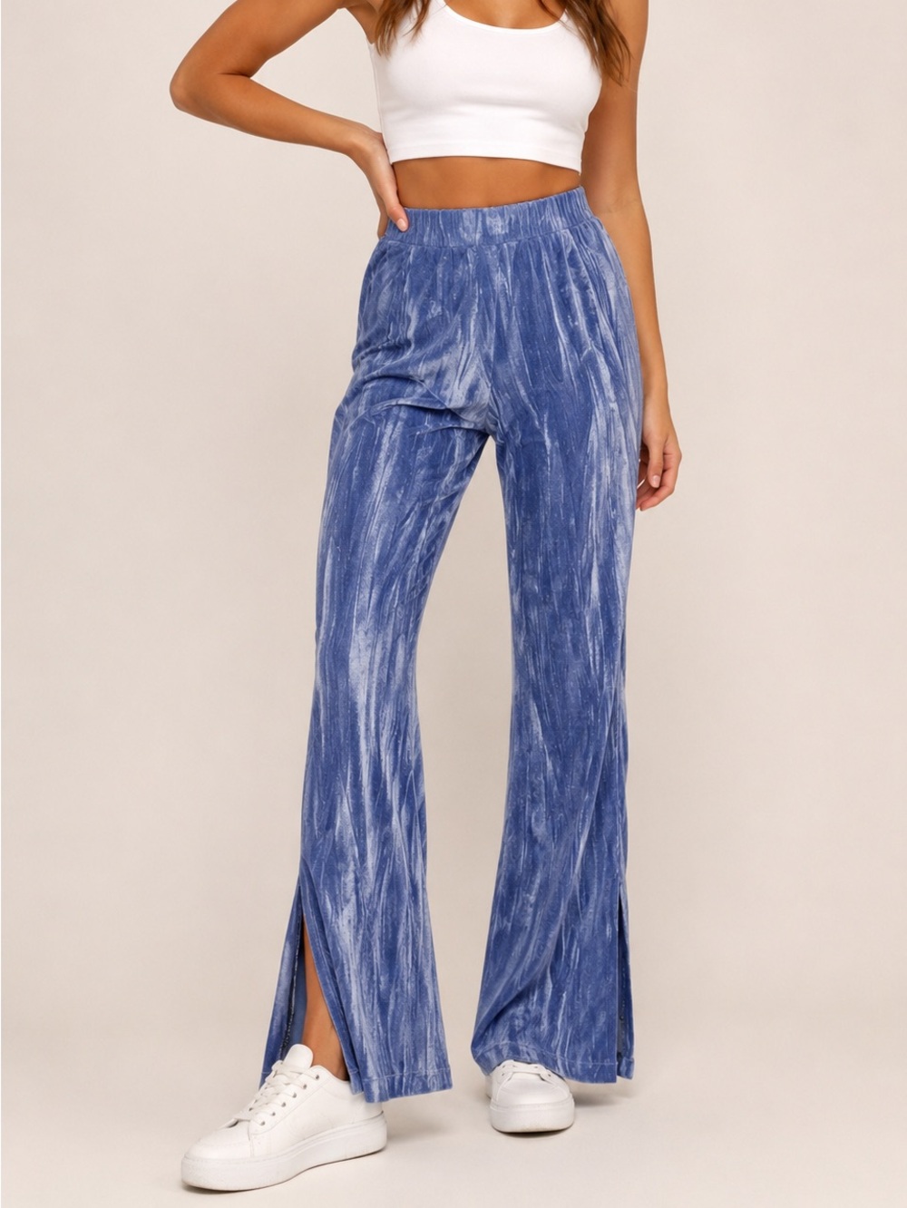 Urban Outfitters XS Alura Velvet Velour Flare Pull On Women’s Pants Blue Stretch